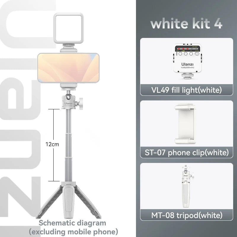 Ulanzi MT-08 Mini Tripod White Color Foldable Tripod Monopod Mount 1/4&
