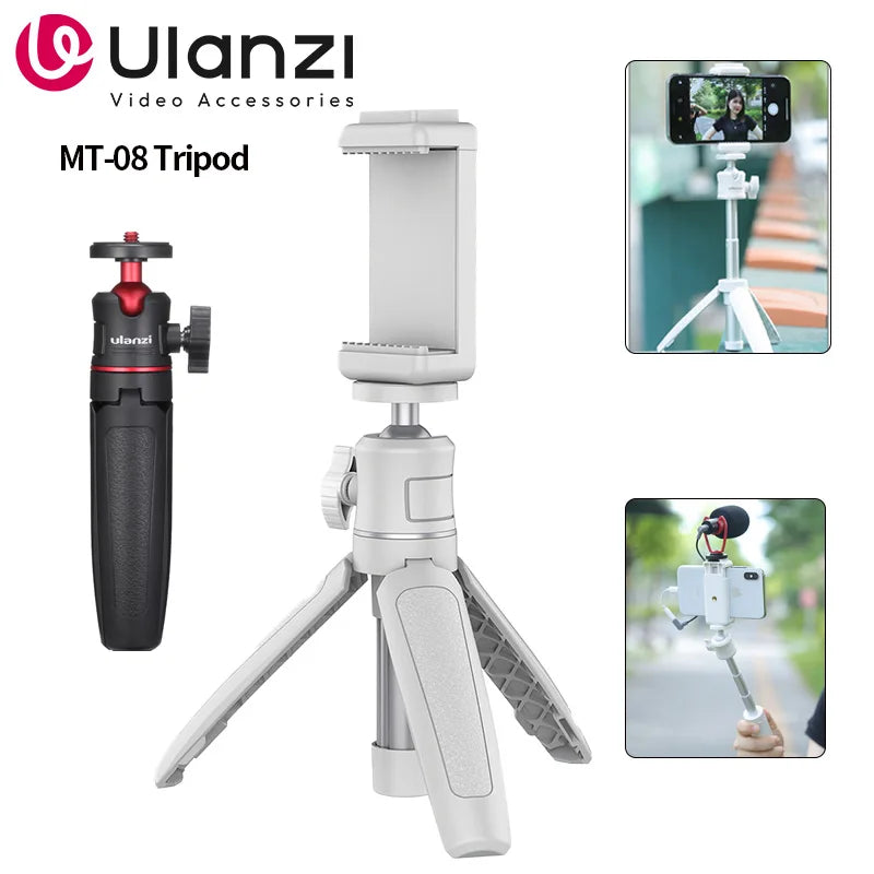 Ulanzi MT-08 Mini Tripod White Color Foldable Tripod Monopod Mount 1/4&