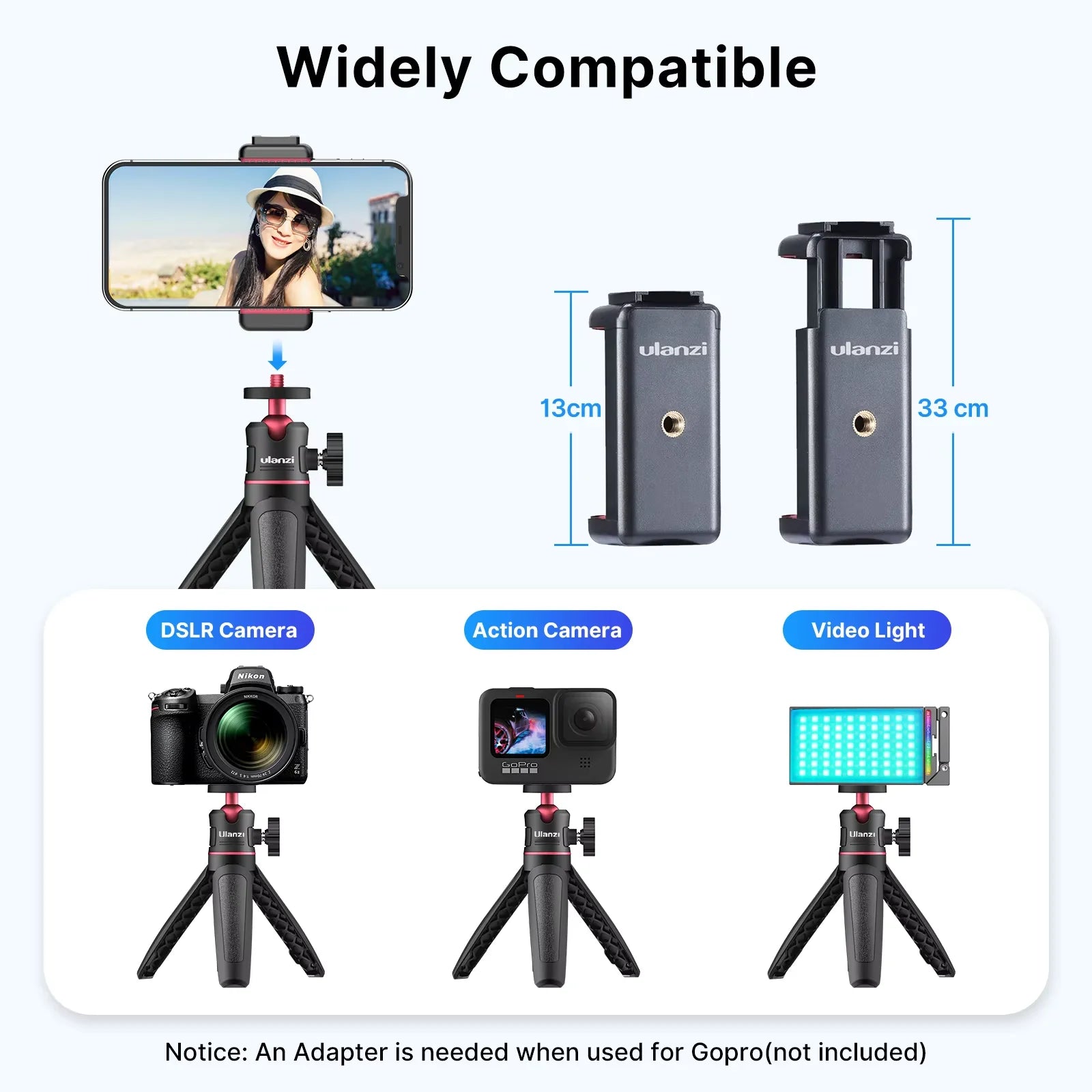 Ulanzi MT-08 Mini Tripod White Color Foldable Tripod Monopod Mount 1/4&