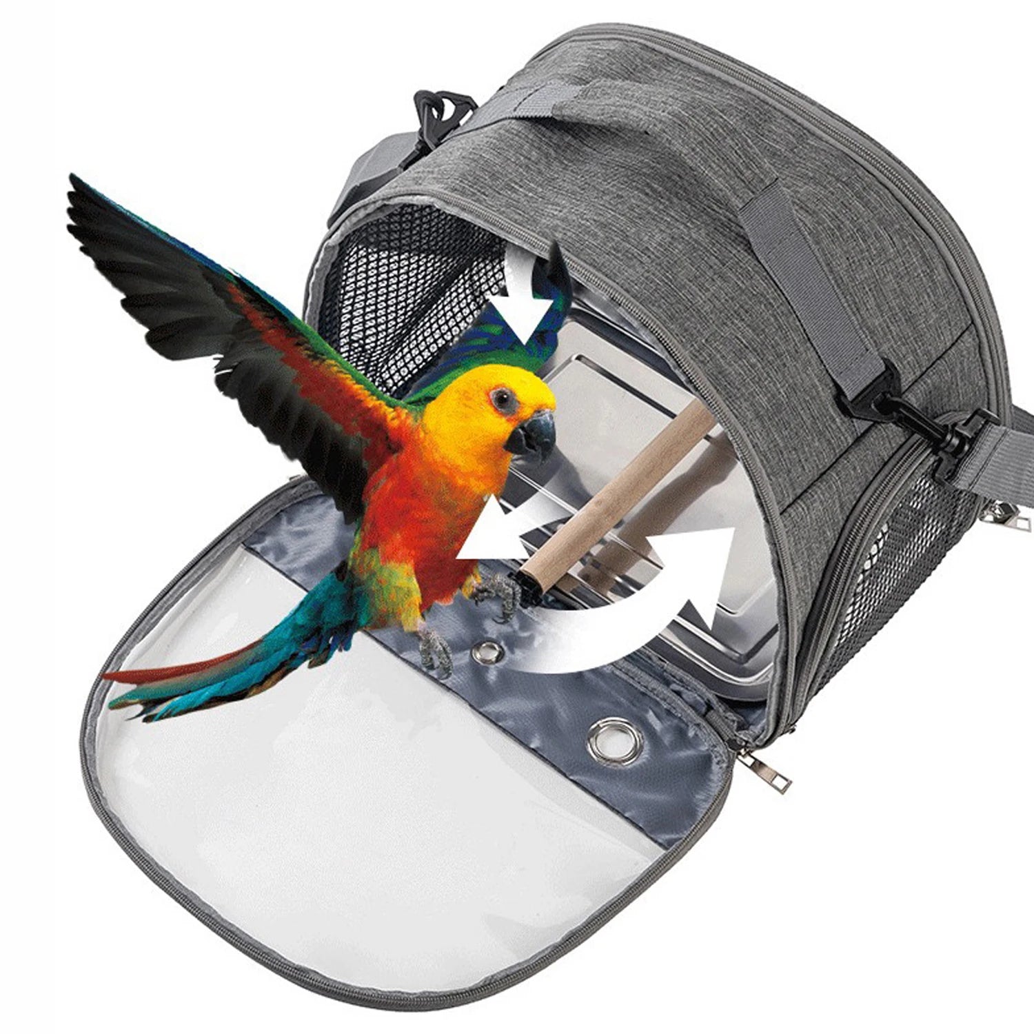 Portable Pet Backpack Travel Transport Bag with Transparent Side Foldable Carrier for Small Pets Rats Rabbits Parakeets B