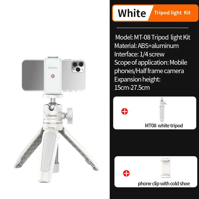 Ulanzi MT-08 Mini Tripod White Color Foldable Tripod Monopod  Mount 1/4&