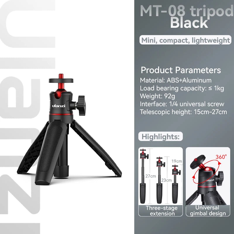 Ulanzi MT-08 Mini Tripod White Color Foldable Tripod Monopod  Mount 1/4&