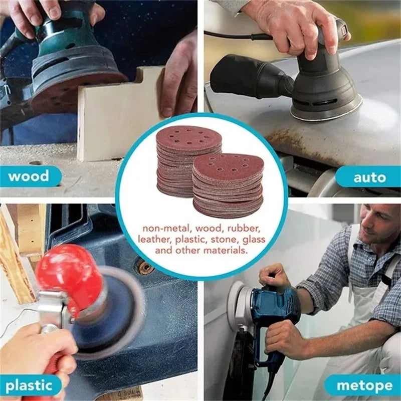 8Hole 125mm Sandpaper Woodworking Metal Grinding Disc Abrasive Polishing Tool 40/1000/2000 Grit Sanding Discs Dremel Accessories