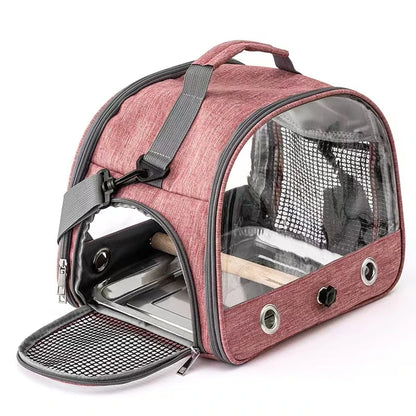 Portable Pet Backpack Travel Transport Bag with Transparent Side  Foldable Carrier for Small Pets Rats Rabbits Parakeets B