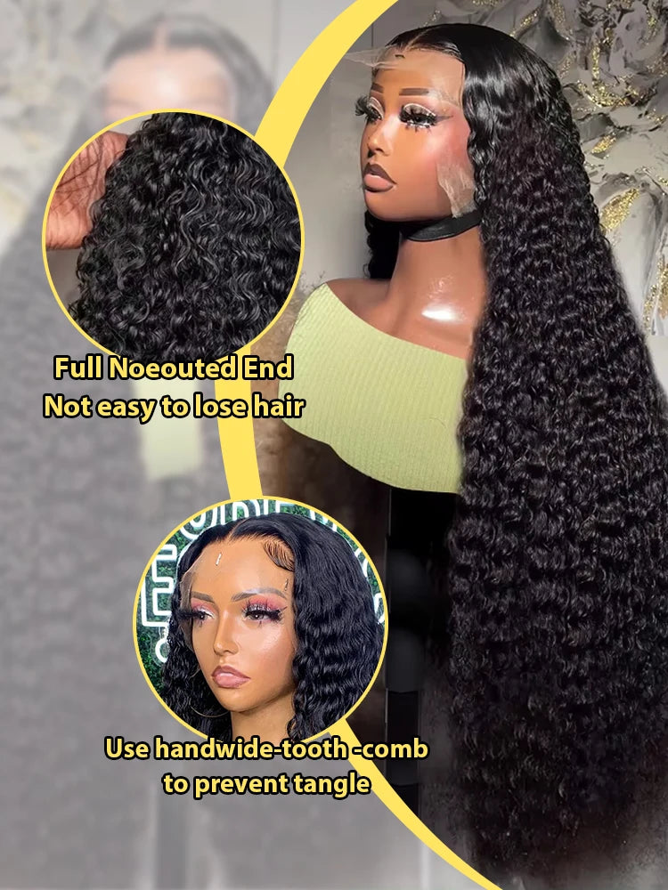 HD Transparent Brazilian Remy Human Hair Wig 30 32 40 Inch Deep Wave 13x4 Curly Lace Front 13x6 Water Wave Lace Frontal Wigs