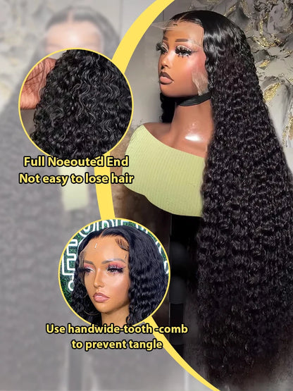 HD Transparent Brazilian Remy Human Hair Wig 30 32 40 Inch Deep Wave 13x4 Curly Lace Front 13x6 Water Wave Lace Frontal Wigs