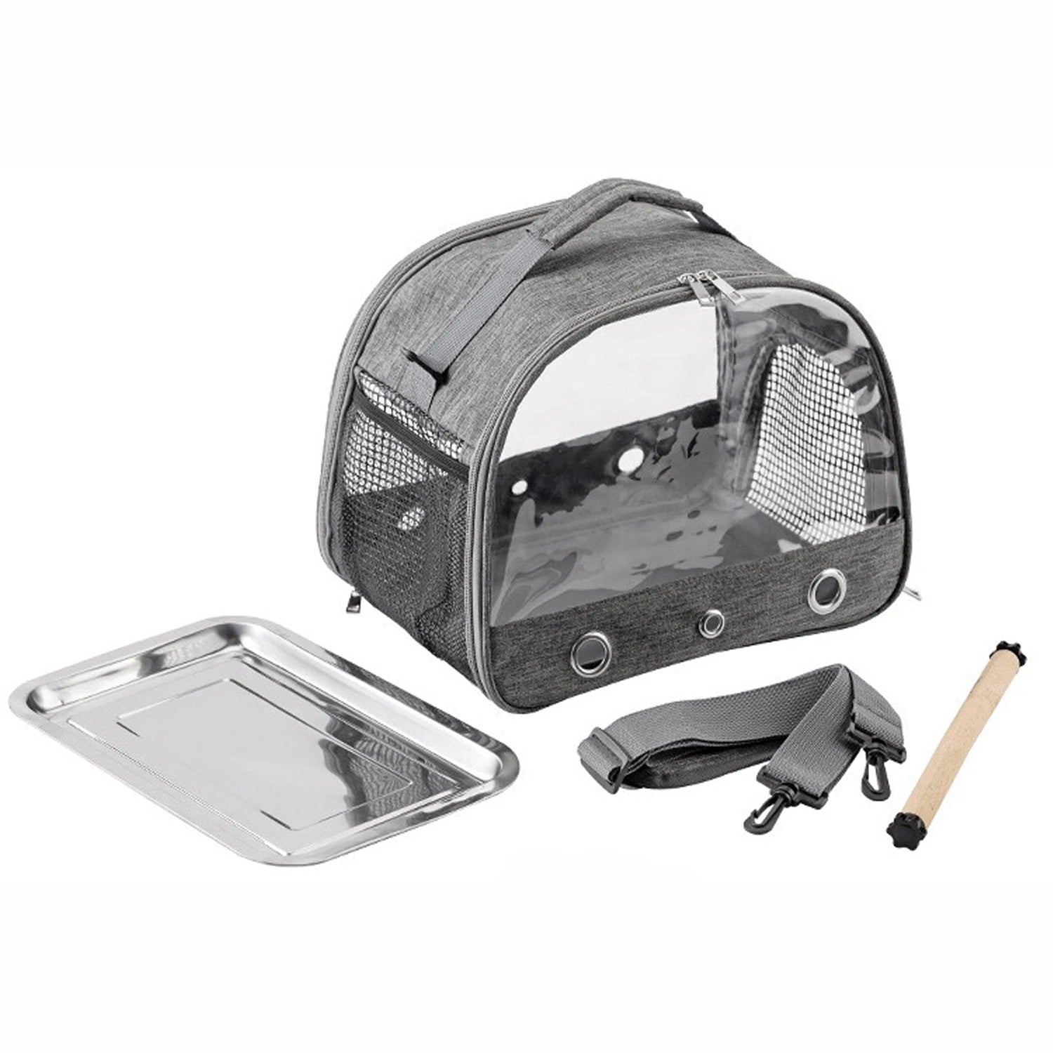 Portable Pet Backpack Travel Transport Bag with Transparent Side  Foldable Carrier for Small Pets Rats Rabbits Parakeets B