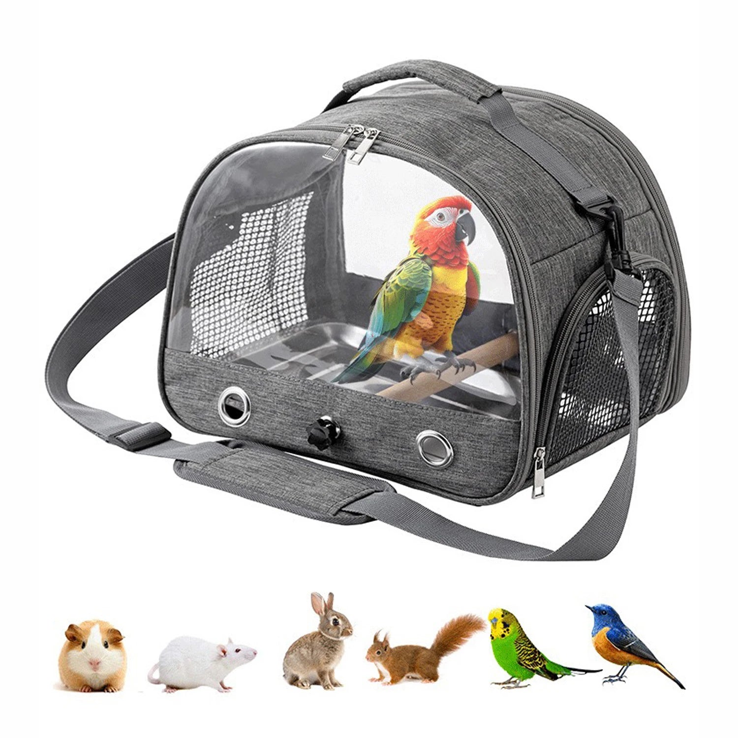 Portable Pet Backpack Travel Transport Bag with Transparent Side  Foldable Carrier for Small Pets Rats Rabbits Parakeets B