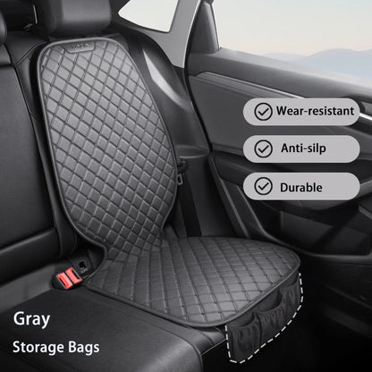 Car Seat Safety Protector Leather Pad for Kids Baby Pets Universal Rear Seat Cushion Child Protective Mat With Storage Net Cover