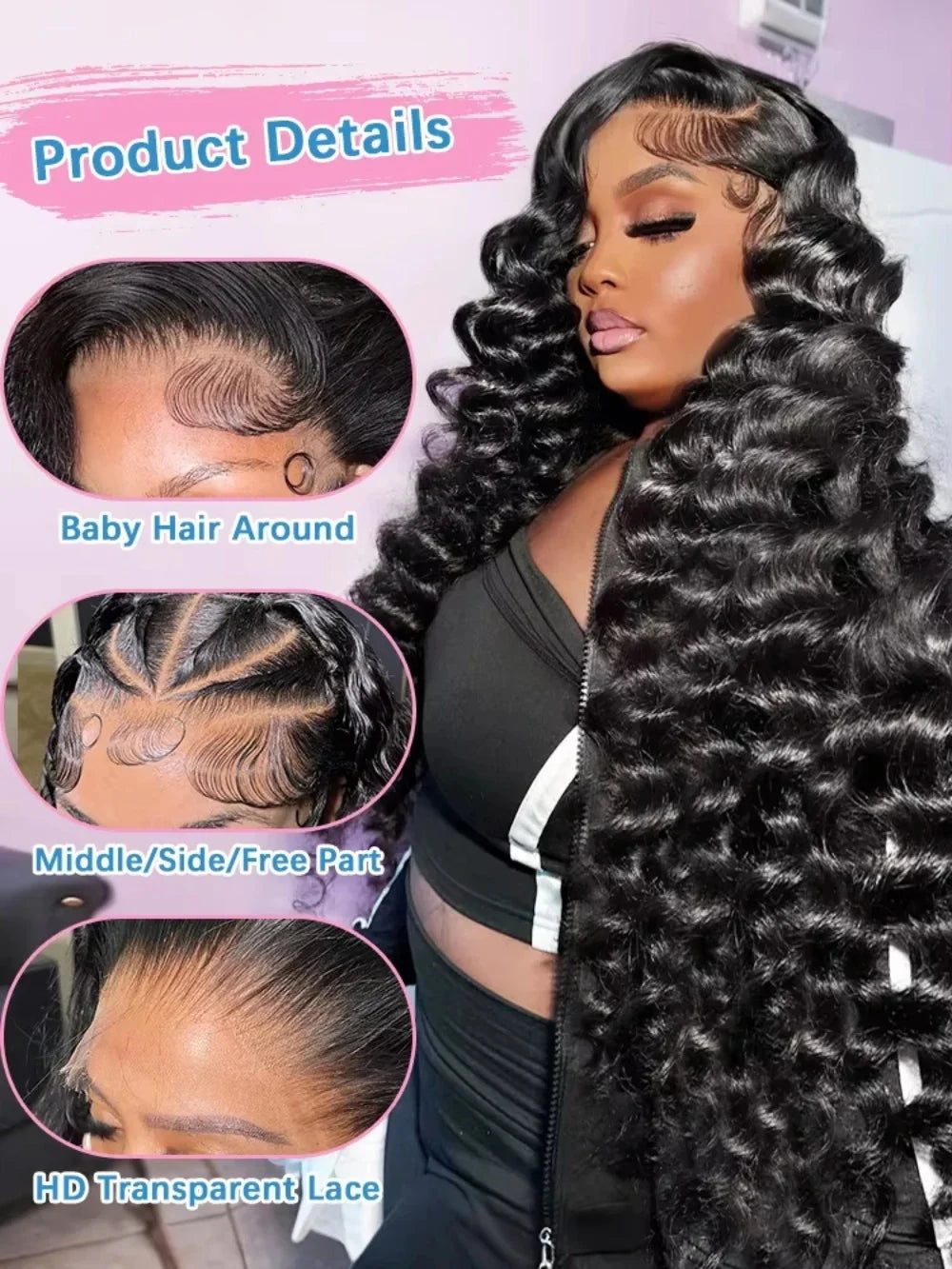 40 Inch Loose Deep Wave 13x6 Hd Lace Frontal wigs Human Hair Wig Brazilian Loose Wave 13x4 Lace Front Human Hair wig For Women