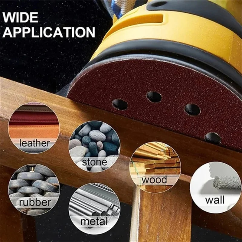 8Hole 125mm Sandpaper Woodworking Metal Grinding Disc Abrasive Polishing Tool 40/1000/2000 Grit Sanding Discs Dremel Accessories