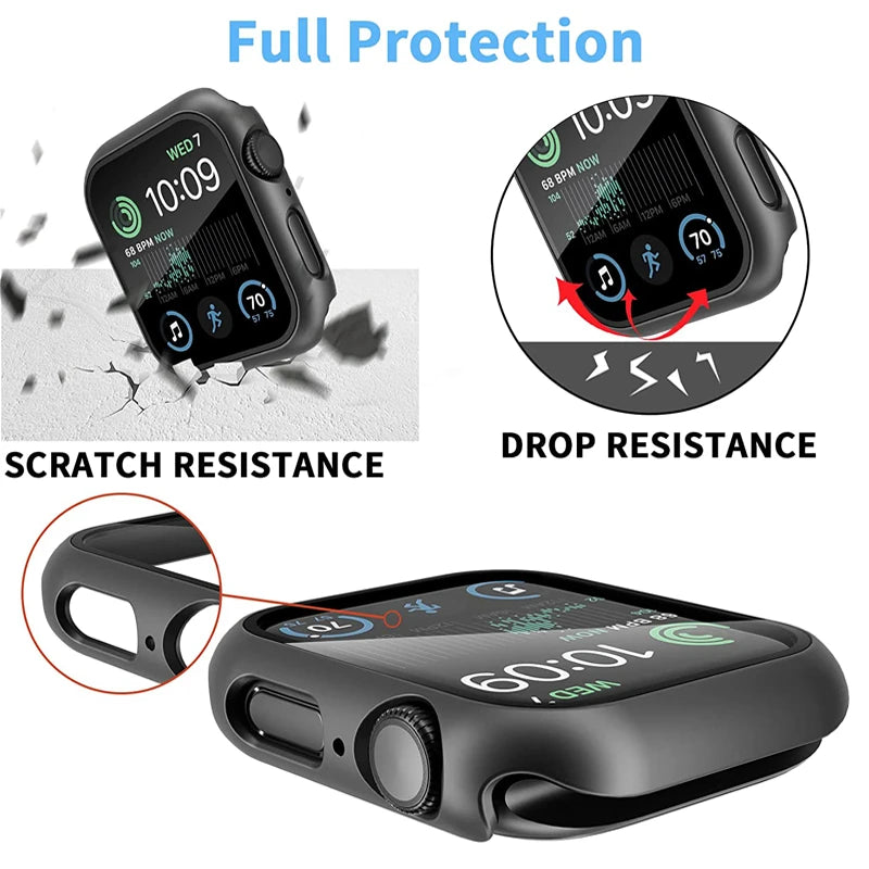 Glass+Cover For Apple Watch case 11 10 9 8 7 6 SE 5 Accessorie Screen Protector Apple iWatch serie 44mm 40mm 41mm 45mm 42mm 46mm