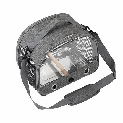 Portable Pet Backpack Travel Transport Bag with Transparent Side  Foldable Carrier for Small Pets Rats Rabbits Parakeets B