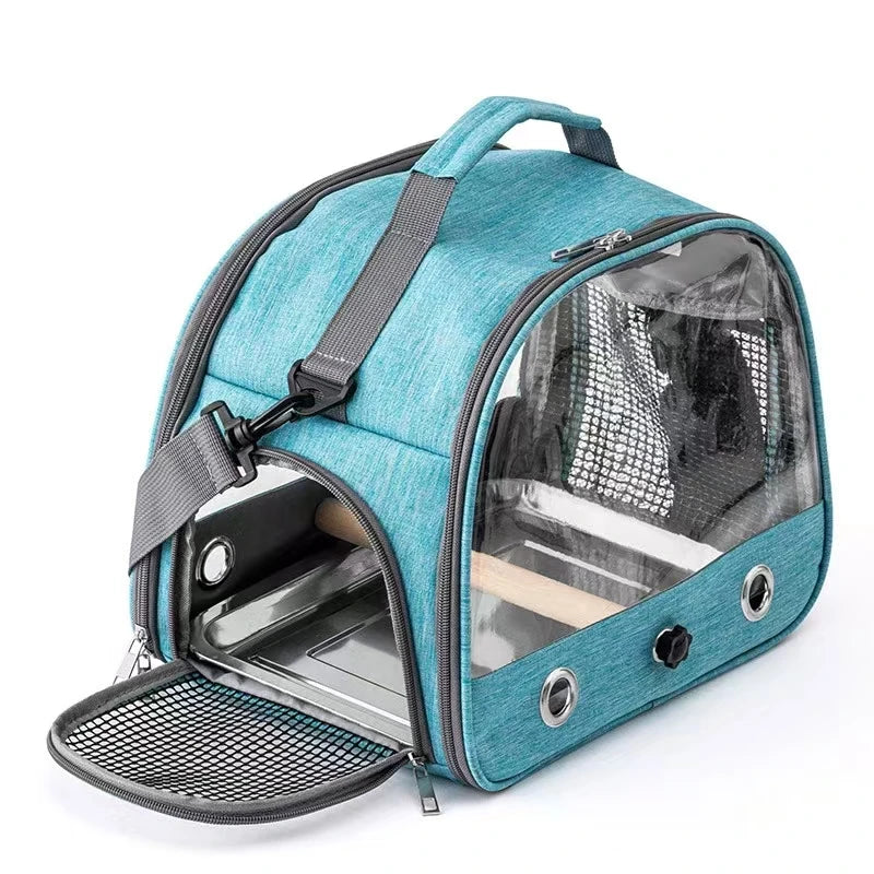Portable Pet Backpack Travel Transport Bag with Transparent Side  Foldable Carrier for Small Pets Rats Rabbits Parakeets B
