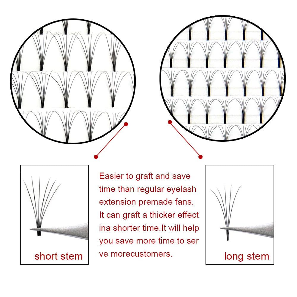 Abonnie Wide Premade Fan Lash Extensions Volume Fans Lashes 3d/4d/5d/6d Long Stem Volume Fan Professional Eyelashes Extensions