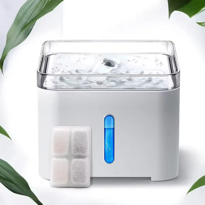 2L Pet Water Fountain with Filter &amp; LED Light - BPA-Free Automatic Cat Dog Drinking Dispenser, Ultra Quiet, Visible Water Level