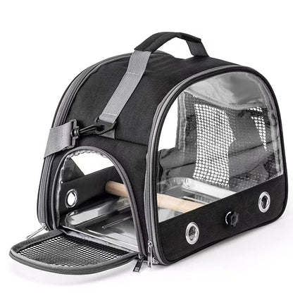 Portable Pet Backpack Travel Transport Bag with Transparent Side  Foldable Carrier for Small Pets Rats Rabbits Parakeets B